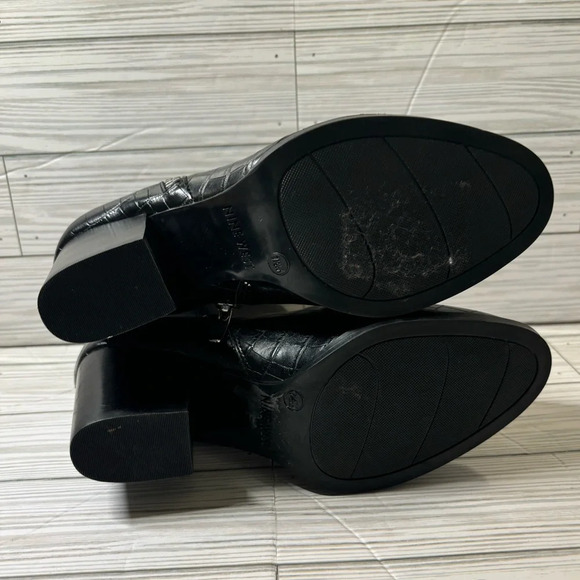 Nine West BLK Bootie “Croc” Embossed Leather Side Zip Block Heel - Picture 9 of 9